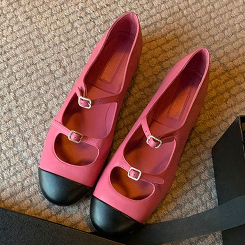 Women Shoes Brand - รองเท้าแมรี่เจนแบบหรูหราสำหรับผู้หญิง หัวเข็มขัดหลากสี รองเท้าแฟชั่นแบบสวม รองเท้าส้นแบนหัวกลมสำหรับผู้หญิง Zapatos De