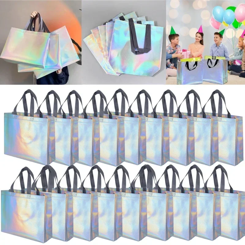 Women'S Shoes Back To School - 10/20PCS กระเป๋าโฮโลแกรมแบบไม่ทอ กระเป๋าถือเลเซอร์เงาสำหรับผู้หญิง เสื้อผ้า รองเท้า บรรจุภัณฑ์ของขวัญ