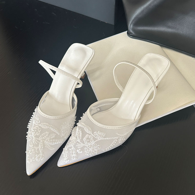 Women Shoes Brand - รองเท้าส้นสูงแบบสลิงแบ็ค ดีไซน์หรูหรา ปี 2026 สำหรับผู้หญิง ส้นบาง