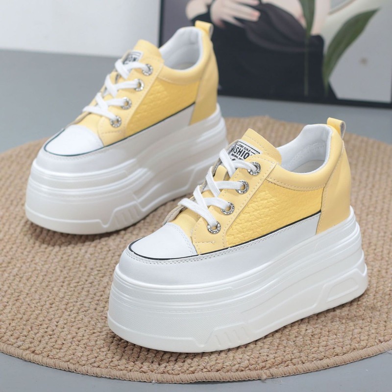 Platform Sneakers Chunky - รองเท้าผ้าใบส้นเตารีดแบบหนา รุ่นใหม่ ปี 2026 หนังแท้ 10