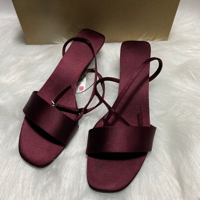 Women Shoes Brand - รองเท้าส้นเตี้ยแบบสายรัดข้อเท้าผ้าซาตินหรูหราสำหรับผู้หญิง รองเท้าแตะแบบเปิดนิ้วเท้าทันสมัยสำหรับฤดูร้อน รองเท้าทำงานผู้หญิงแบรนด์ดีไซเนอร์ไซส์ใหญ่