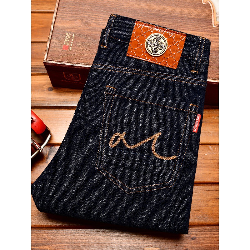 Levis Jeans 501 - กางเกงยีนส์สีน้ำเงินเข้มผู้ชาย แฟชั่นฤดูใบไม้ร่วงปี 2025 ทรงสลิมฟิต ยืดได้ สไตล์ญี่ปุ่น
