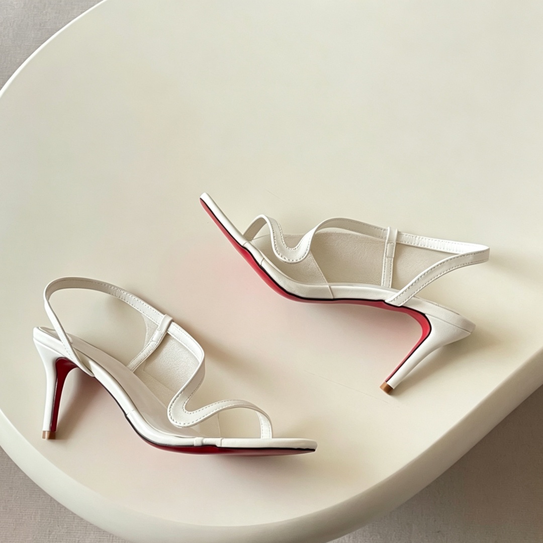 Women Shoes Brand - รองเท้าส้นสูงสตรีแบรนด์หรูสำหรับงานแต่งงานและงานเลี้ยง รองเท้าส้นเข็มแบบเปิดหน้าเท้า พื้นรองเท้าสีแดง สายรัดรูปตัว S