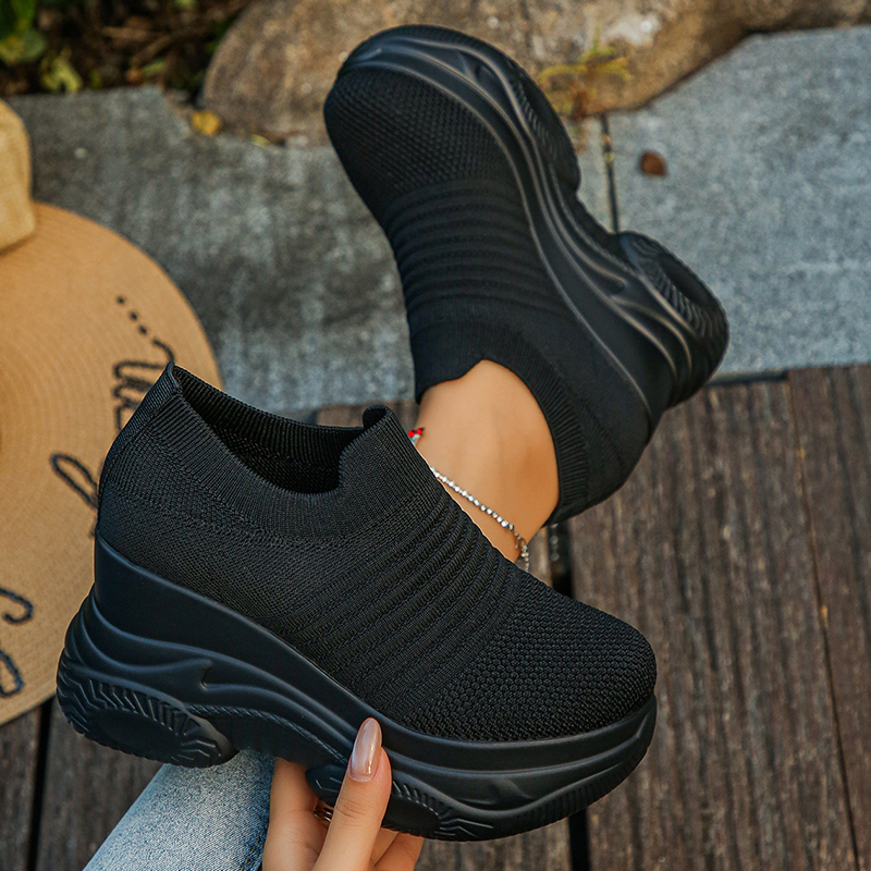รองเท้าผ้าถักสีขาวสำหรับผู้หญิ - Platform Sneakers Chunky บทวิจารณ์และราคา