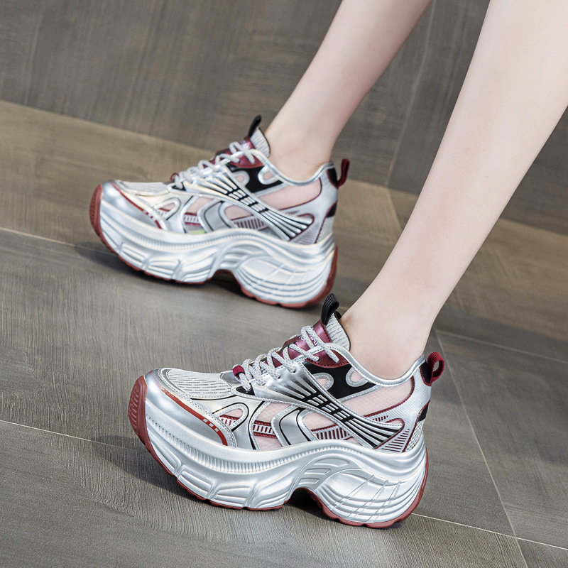 รองเท้าผ้าใบเสริมส้นสูง 8 ซม.  - Platform Sneakers Chunky บทวิจารณ์และราคา
