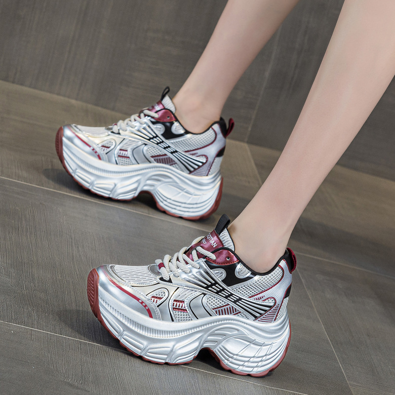 รองเท้าผ้าใบเสริมส้นสูง 8 ซม.  - Platform Sneakers Chunky บทวิจารณ์และราคา