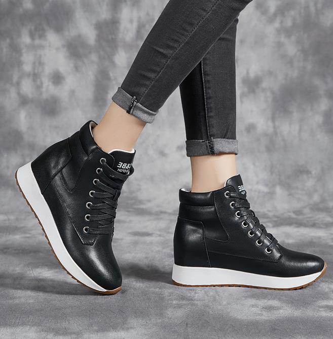 7 ซม.ของแท้หนังผู้หญิงข้อเท้า  - Platform Sneakers Chunky บทวิจารณ์และราคา