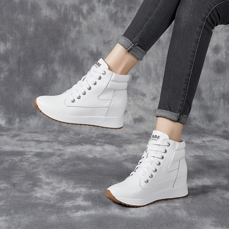 7 ซม.ของแท้หนังผู้หญิงข้อเท้า  - Platform Sneakers Chunky บทวิจารณ์และราคา