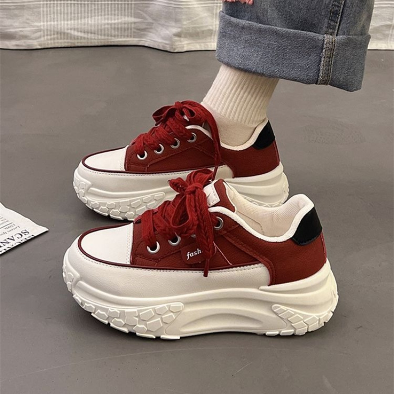 รองเท้าผ้าใบสีขาวทรง Chunky สไ - Platform Sneakers Chunky บทวิจารณ์และราคา
