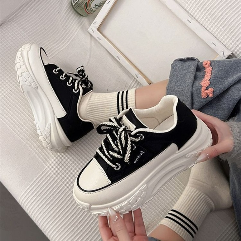 รองเท้าผ้าใบสีขาวทรง Chunky สไ - Platform Sneakers Chunky บทวิจารณ์และราคา