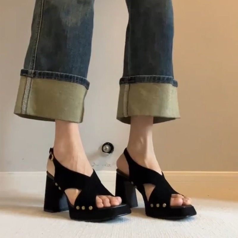 รองเท้าส้นสูงแบบเปิดนิ้วเท้าสไ - Platform Sneakers Chunky บทวิจารณ์และราคา