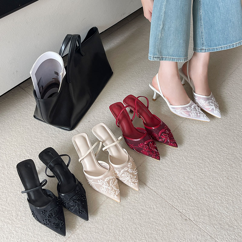 รองเท้าส้นสูงแบบสลิงแบ็ค ดีไซน - Women Shoes Brand บทวิจารณ์และราคา