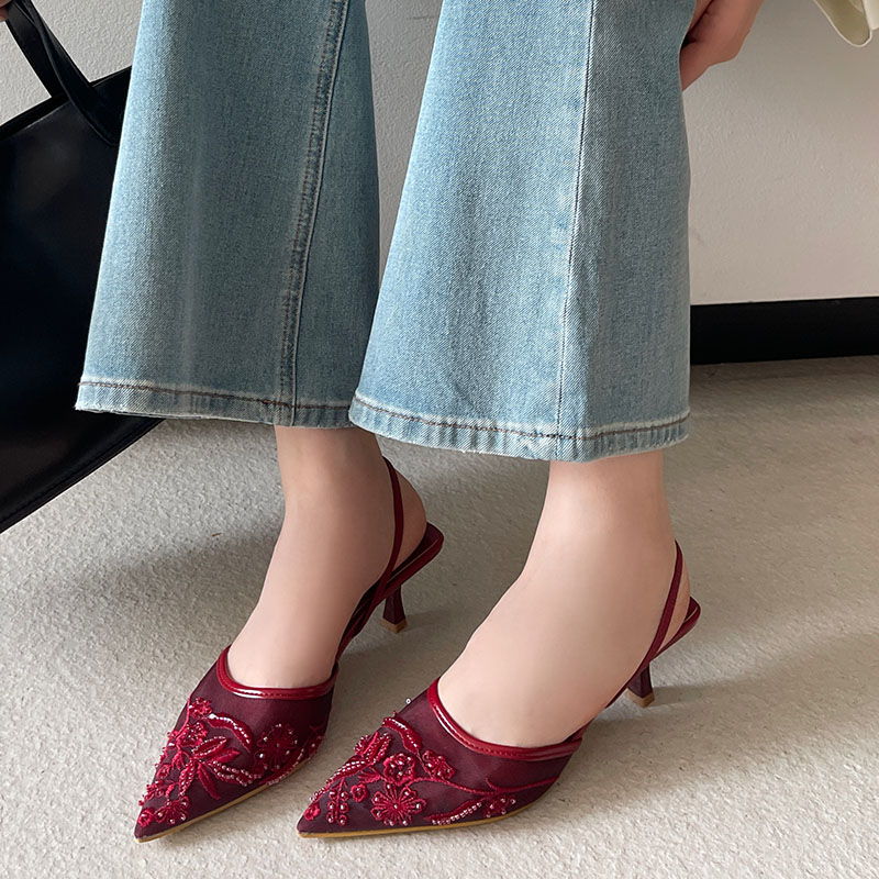 รองเท้าส้นสูงแบบสลิงแบ็ค ดีไซน - Women Shoes Brand บทวิจารณ์และราคา