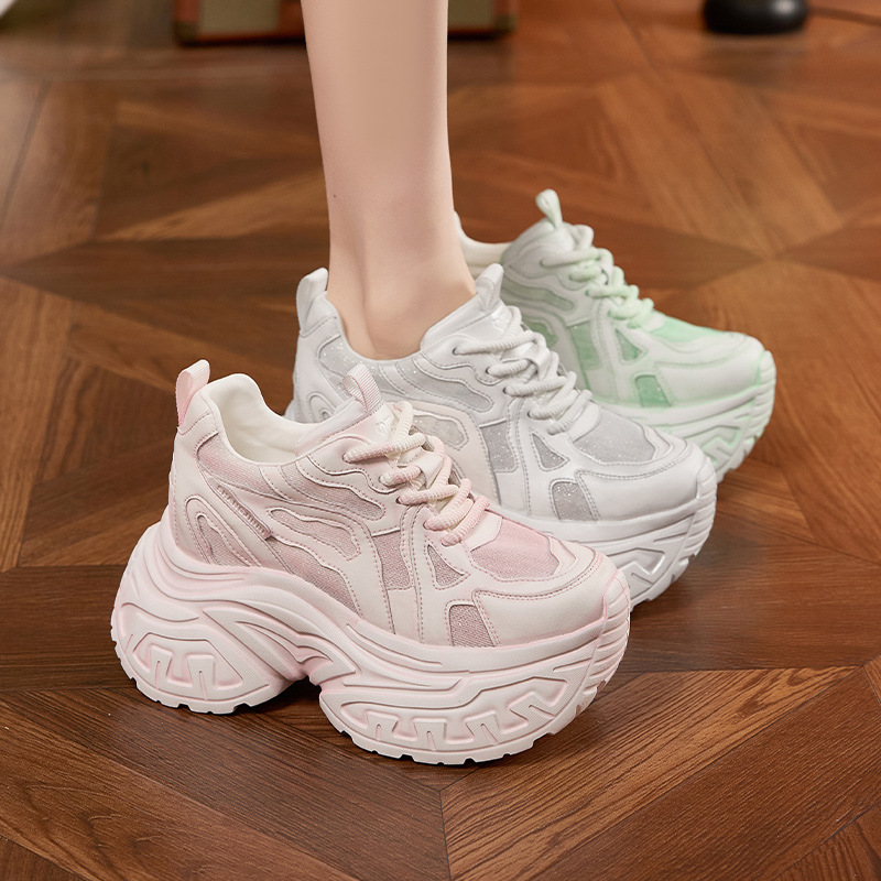 รองเท้าผ้าใบแฟชั่นผู้หญิงแบบหน - Platform Sneakers Chunky บทวิจารณ์และราคา